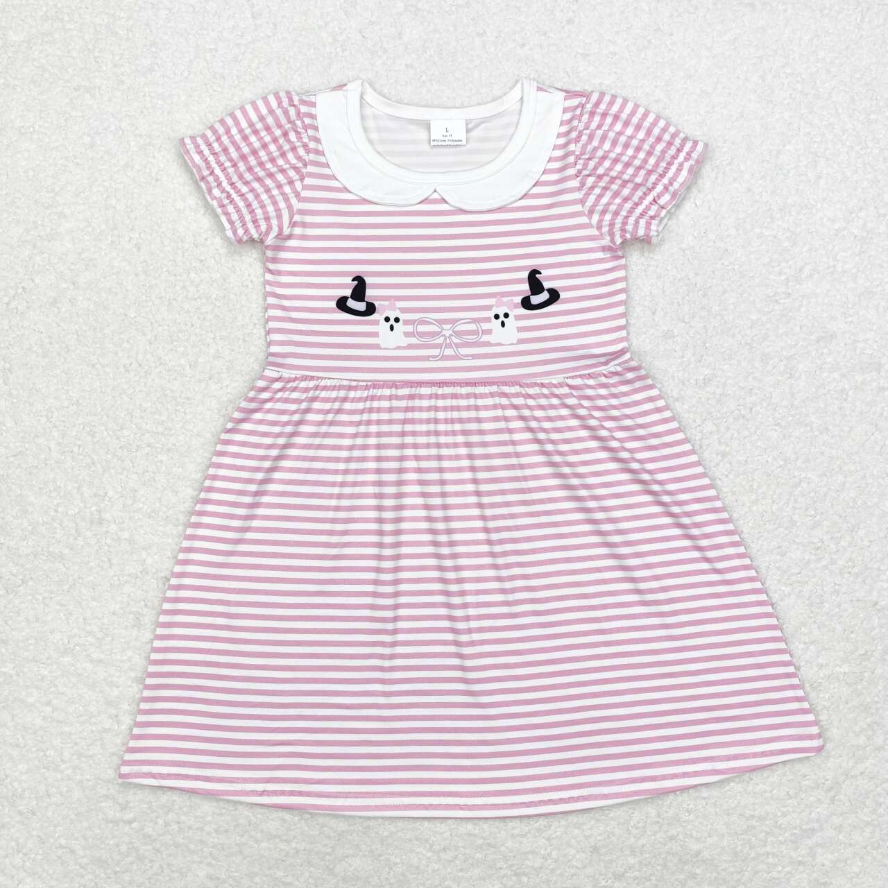 Halloween Purple stripe ghost Short Sleeve Girls Dress