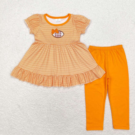 Orange Stripe Embroidery Baseball Girls Set