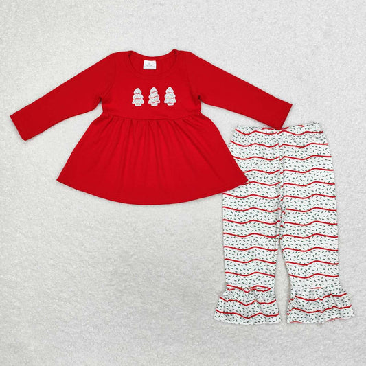 Christmas Red Embroidery Cake Girls Outfits