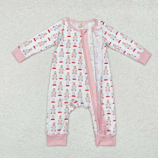 Christmas Pink baby romper With zipper( material contains bamboo