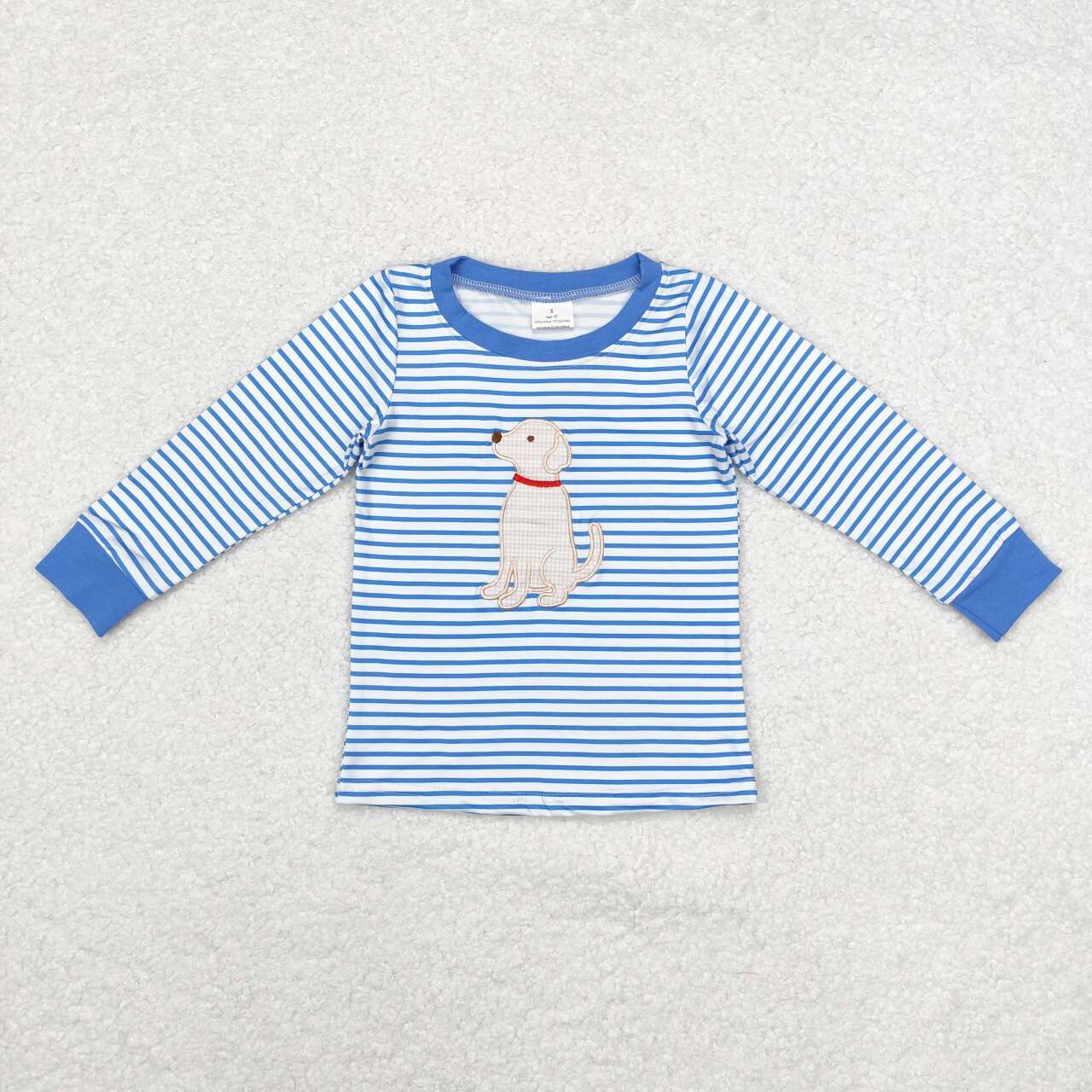 blue Stripe Embroidery Dog Long Sleeve Shirt