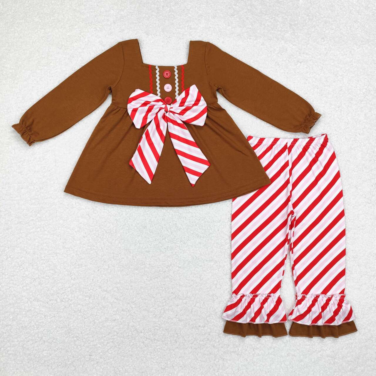 Fall brown top striped pants Girls Set