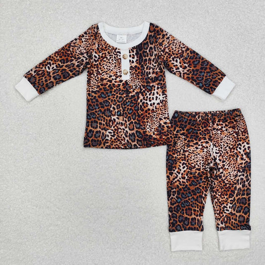Christian brown leopard Santa short Sleeve Pajamas ( material contains bamboo )