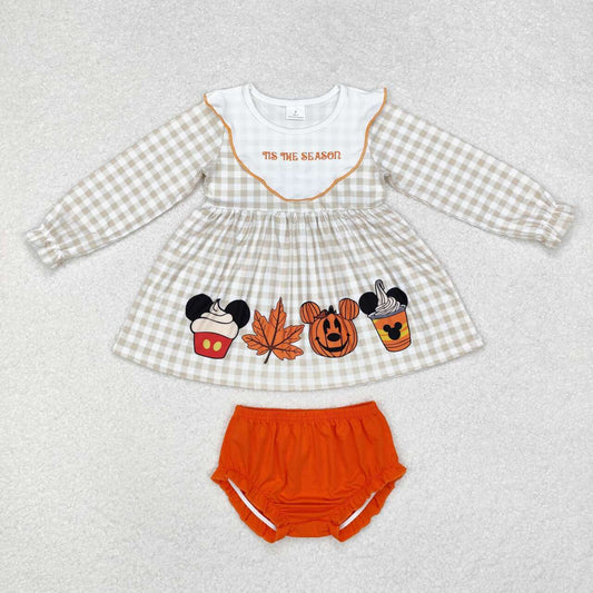 Halloween pumpkin Long Sleeve Girls Bummies