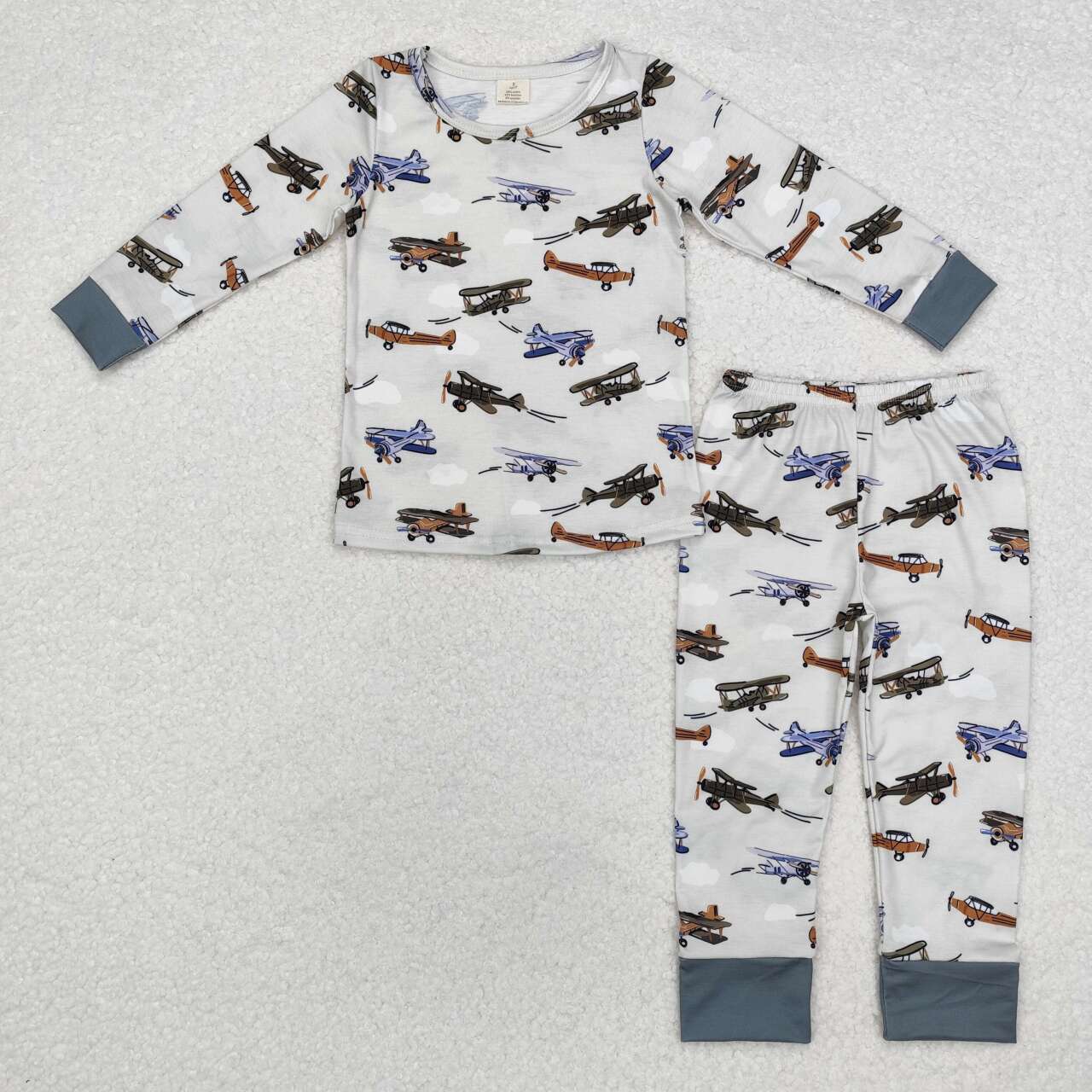 airplane print Long Sleeve Pajamas ( material contains bamboo )