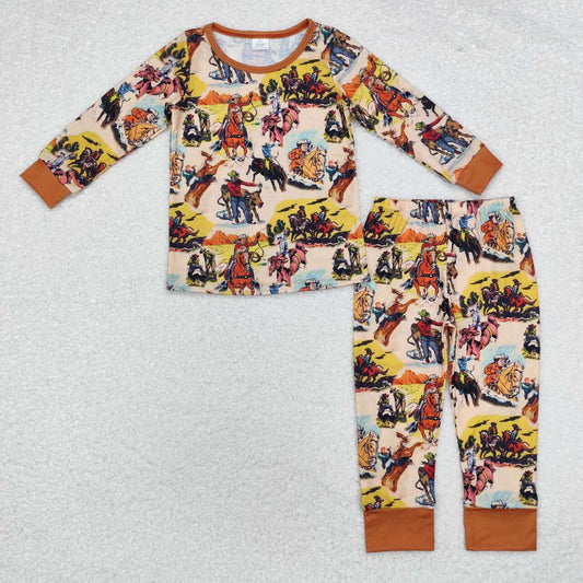 western cowboy print Long Sleeve Pajamas ( material contains bamboo )