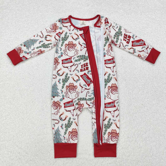 Christmas cowboy santa print Long Sleeve Pajamas ( material contains bamboo )