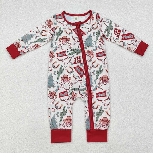 Christmas cowboy santa print Long Sleeve Pajamas ( material contains bamboo )