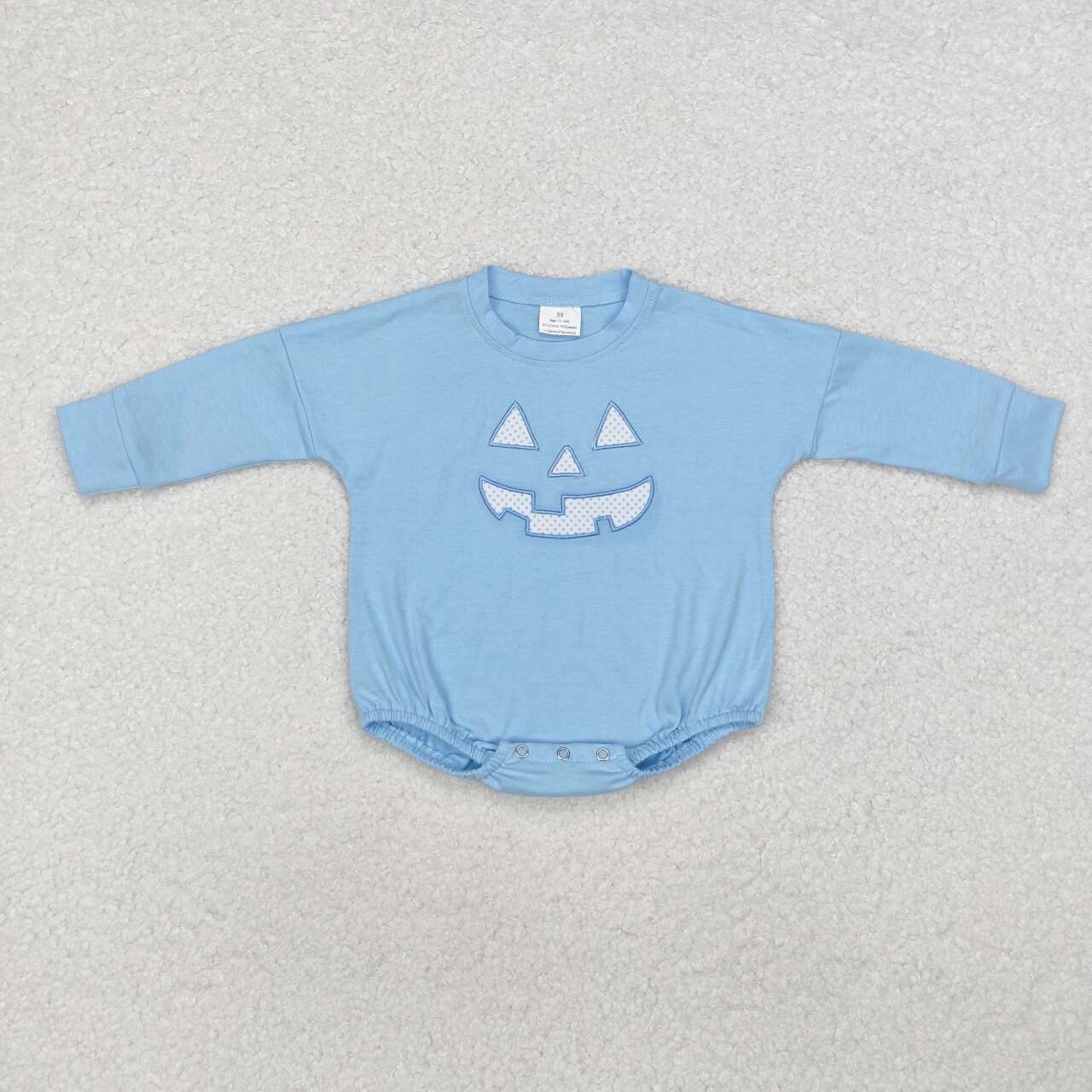halloween Blue Embroidery Baby Romper