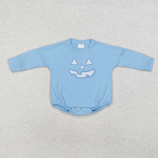 halloween Blue Embroidery Baby Romper