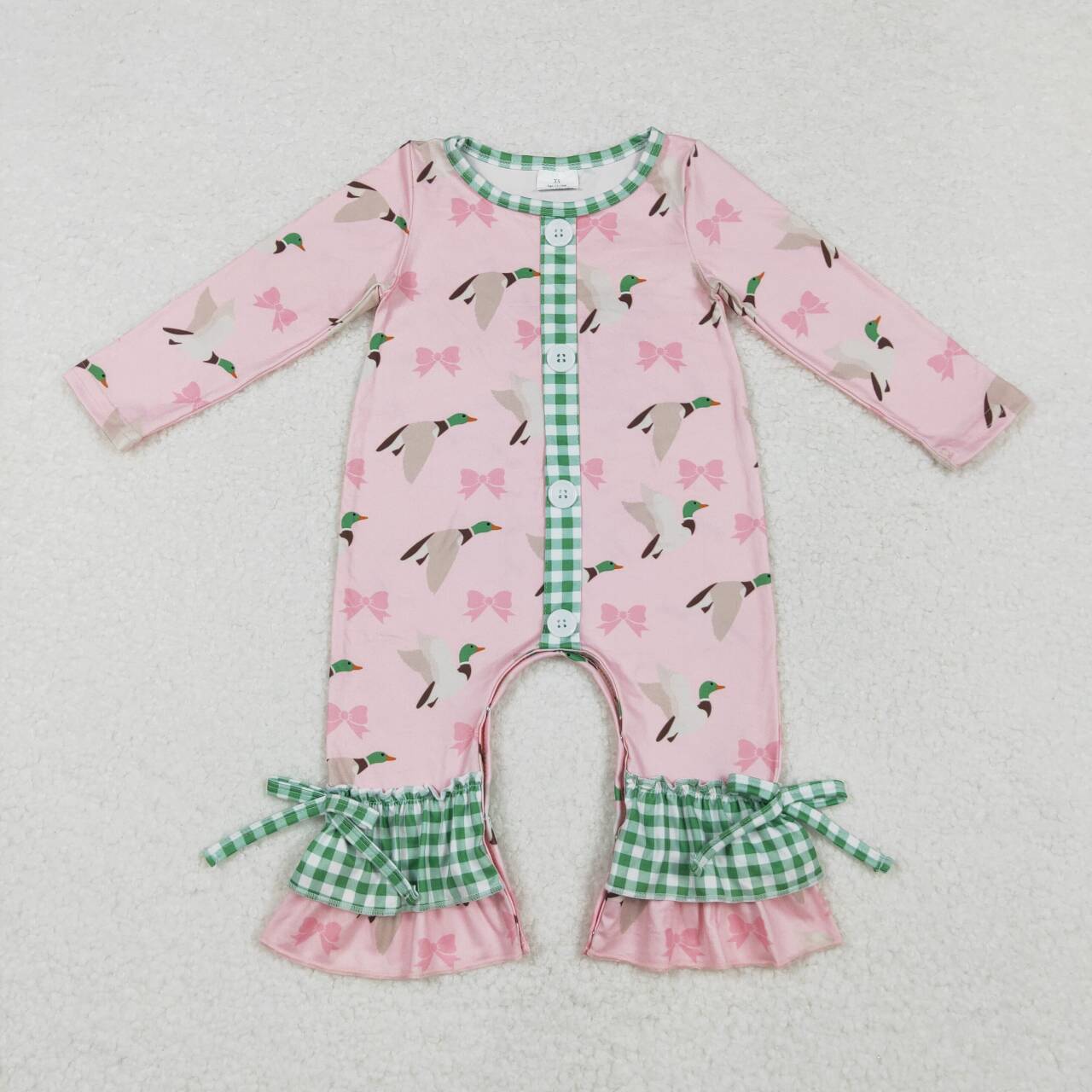 Pink Duck Baby long Romper