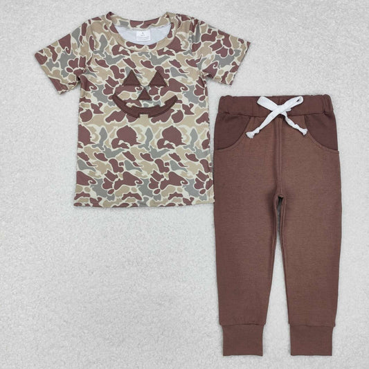 Halloween Camo embroidery Print Boy Set