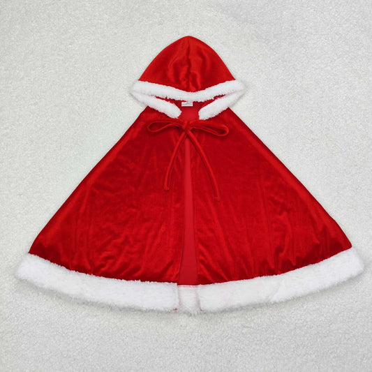Christmas Red White Brimmed Hat With Lace Up Velvet Hooded Cape Hooded Cloak