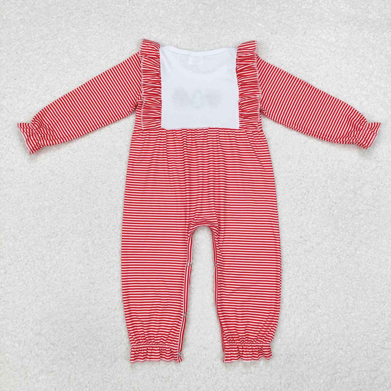 Christmas Red Stripe Embroidery Baby Romper