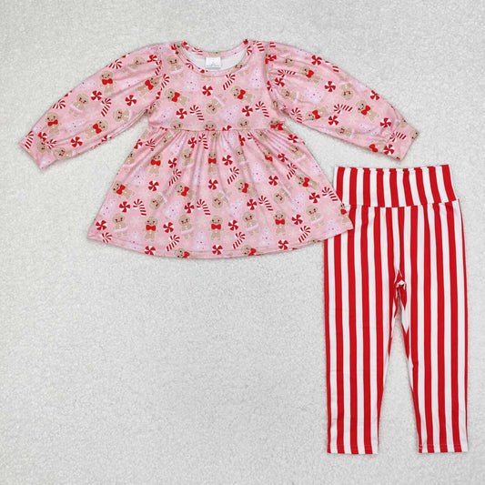 Christmas Pink Candy leggings pants Girls Set