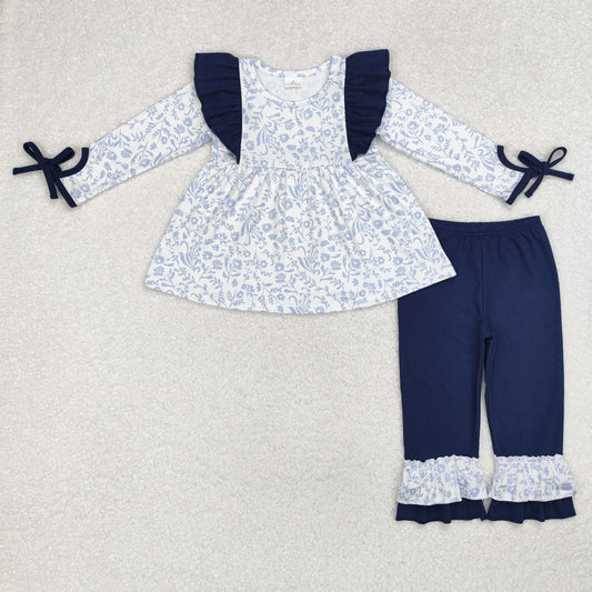 Blue floral Long Sleeve Girls Set