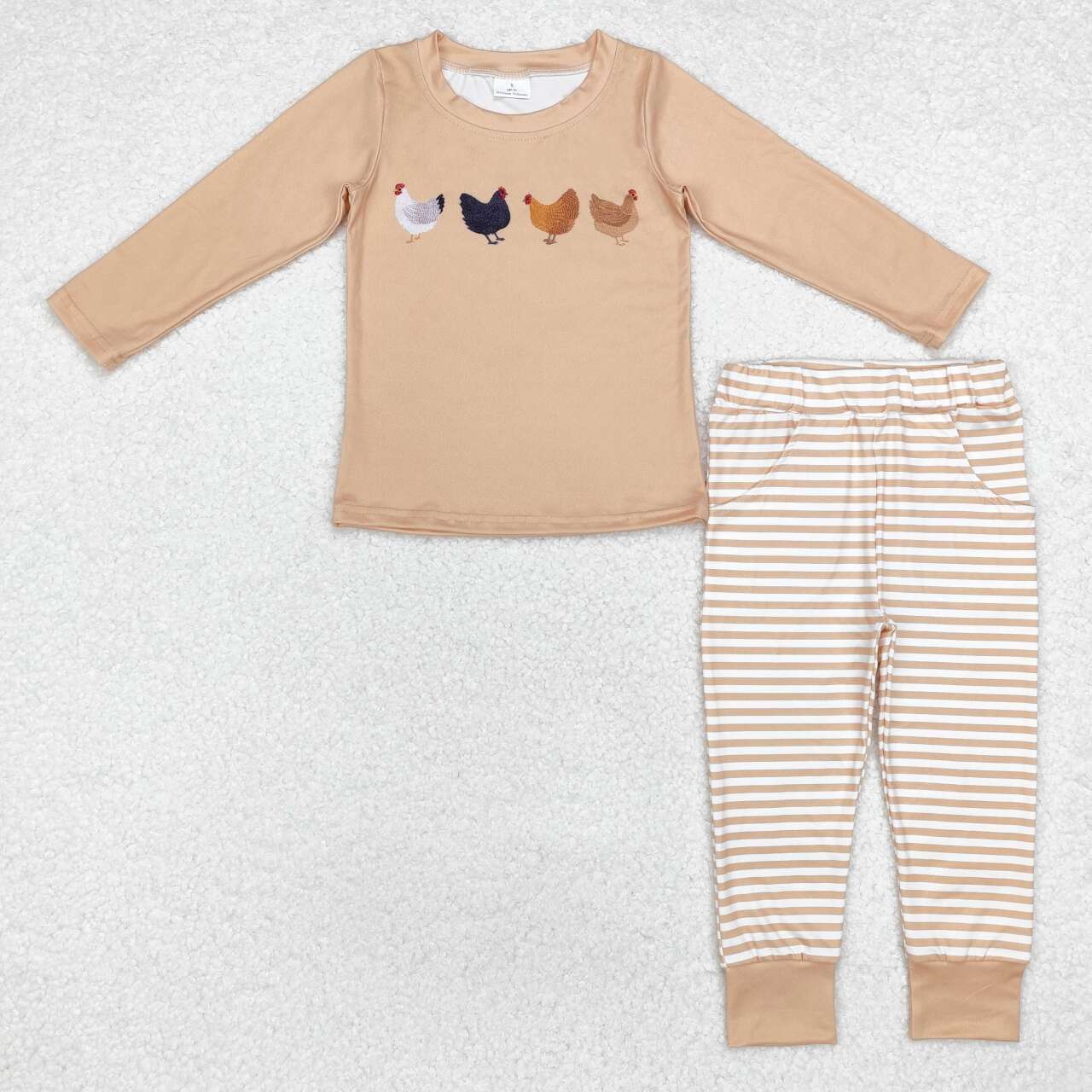 Brown Chicken Long Sleeve Pants boy Set