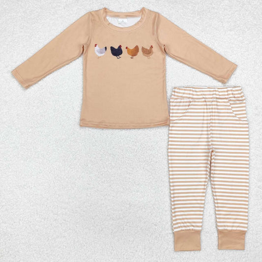 Brown Chicken Long Sleeve Pants boy Set