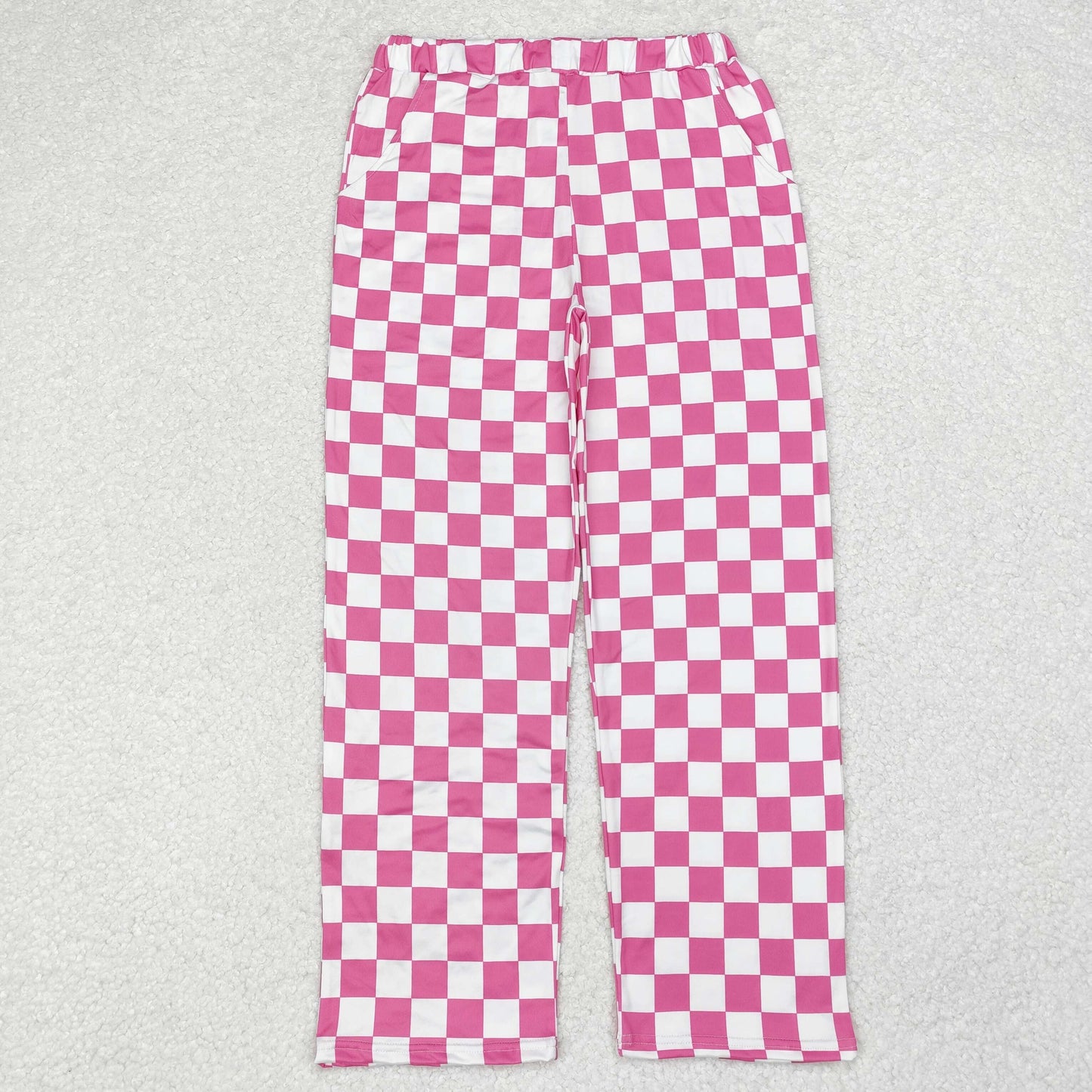 Adult Pink Plaid Pants