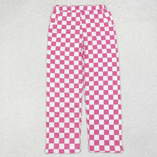 Adult Pink Plaid Pants