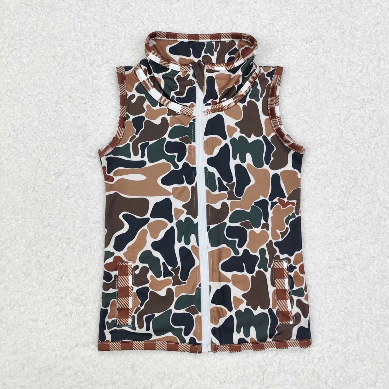 camo With Zipper sleeveless Jacket