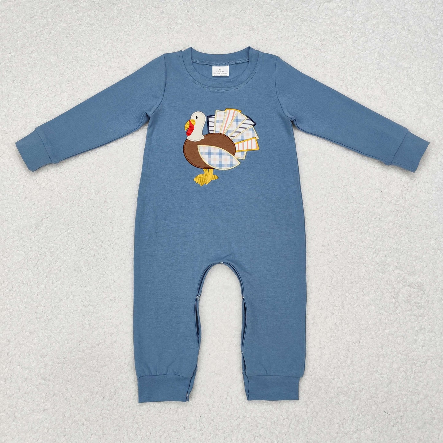 thanksgiving turkey Embroidery Long Sleeve Romper