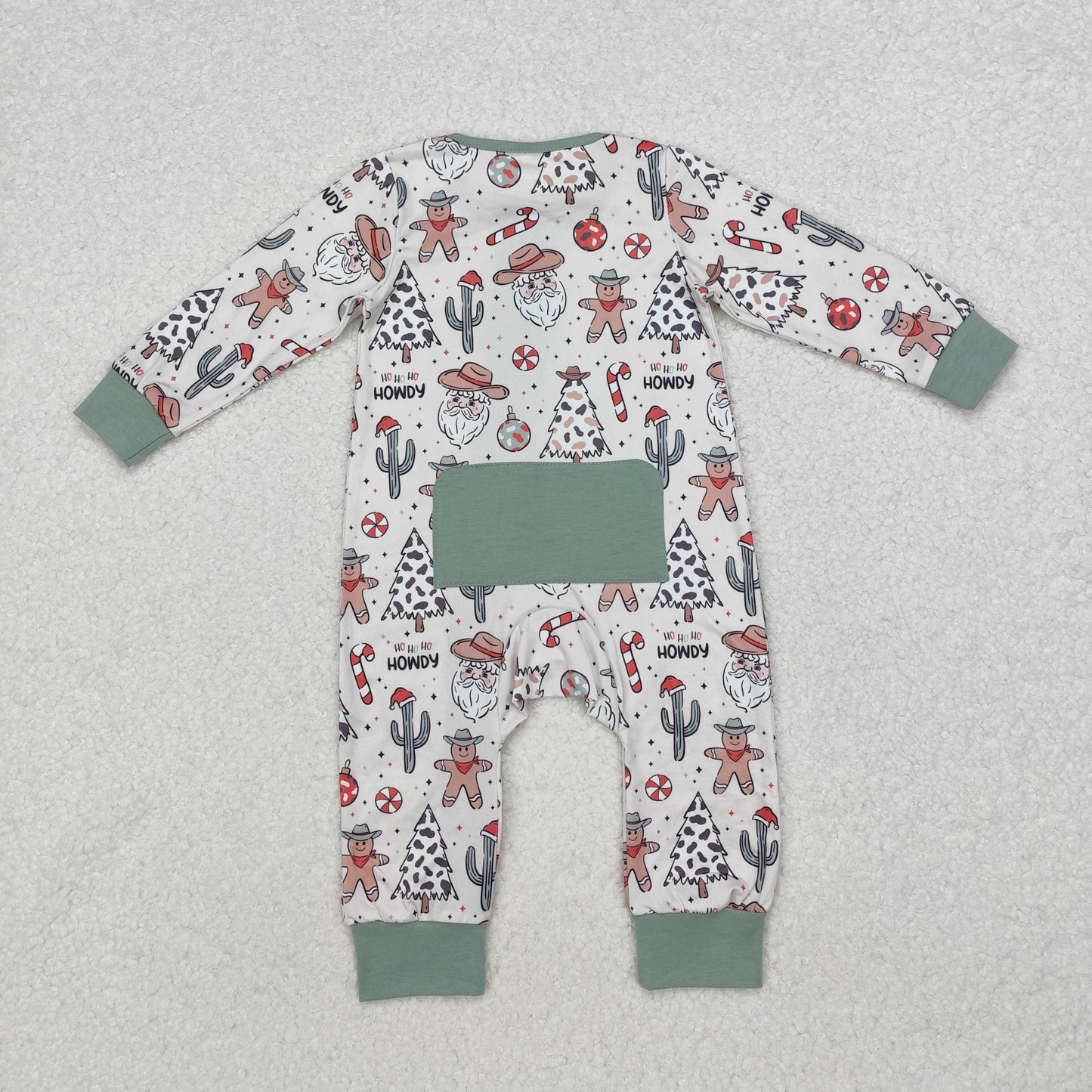 Christmas gingerbread Print Baby Romper With zipper