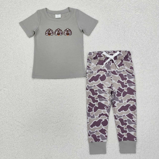thanksgiving embroidered turkey camo Boy Set