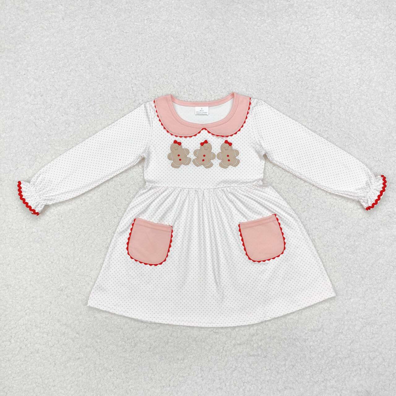 Christmas embroidery gingerbread embroidery Girls dress