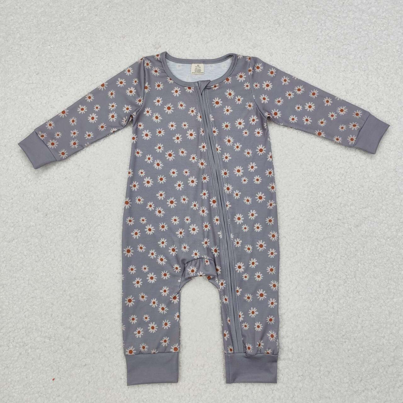 daisy print Baby Romper With zipper( material contains bamboo