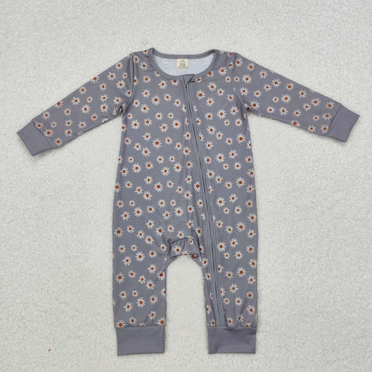 daisy print Baby Romper With zipper( material contains bamboo