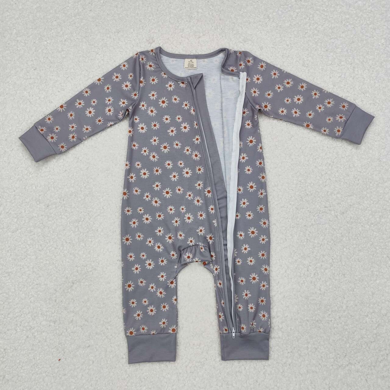 daisy print Baby Romper With zipper( material contains bamboo