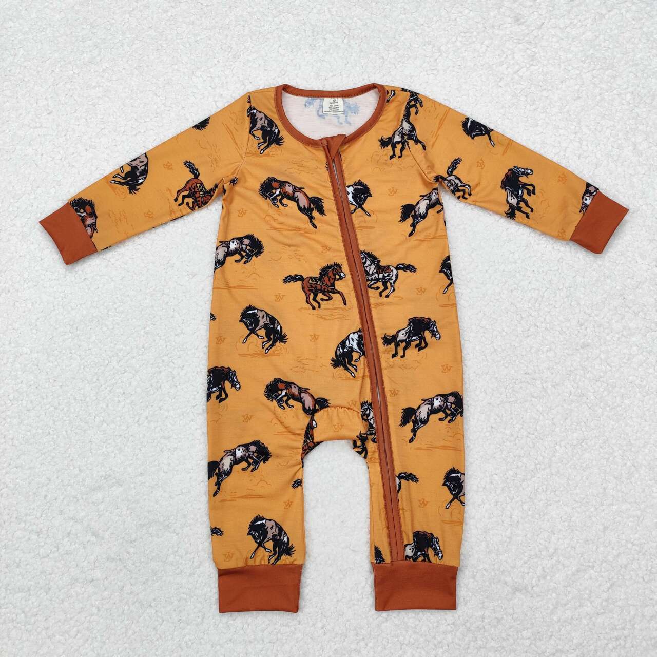 horse print Baby Romper With zipper( material contains bamboo )