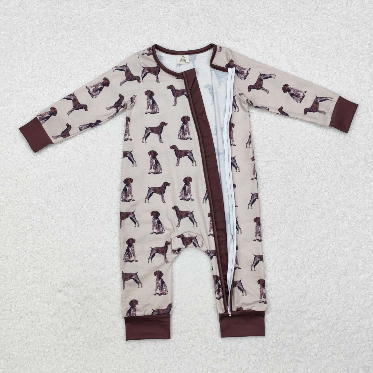 Dog print Baby Romper With zipper( material contains bamboo )