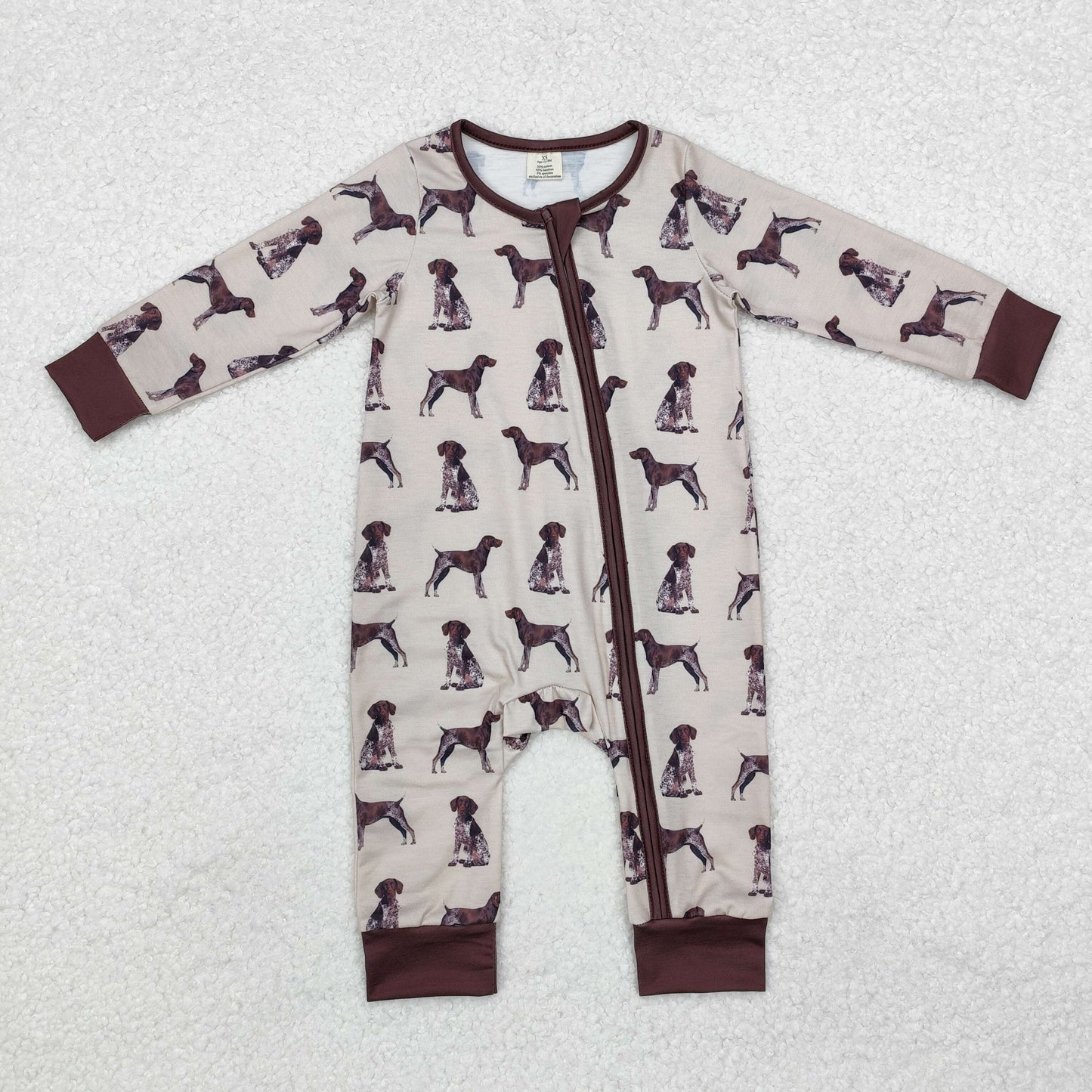 Dog print Baby Romper With zipper( material contains bamboo )