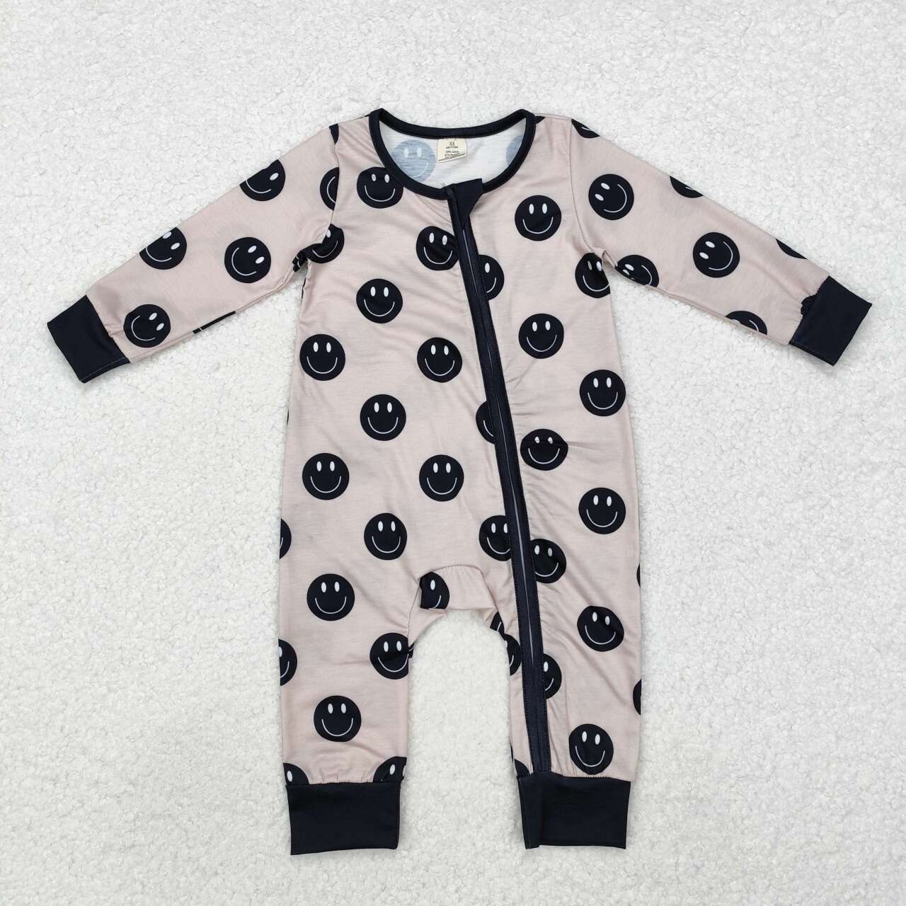 smile print Baby Romper With zipper( material contains bamboo