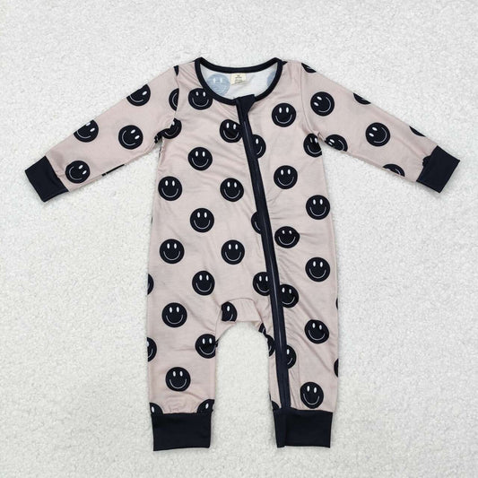 smile print Baby Romper With zipper( material contains bamboo