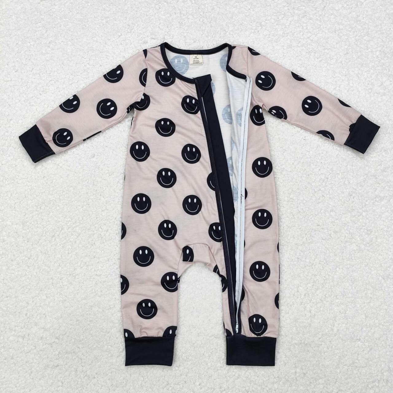 smile print Baby Romper With zipper( material contains bamboo