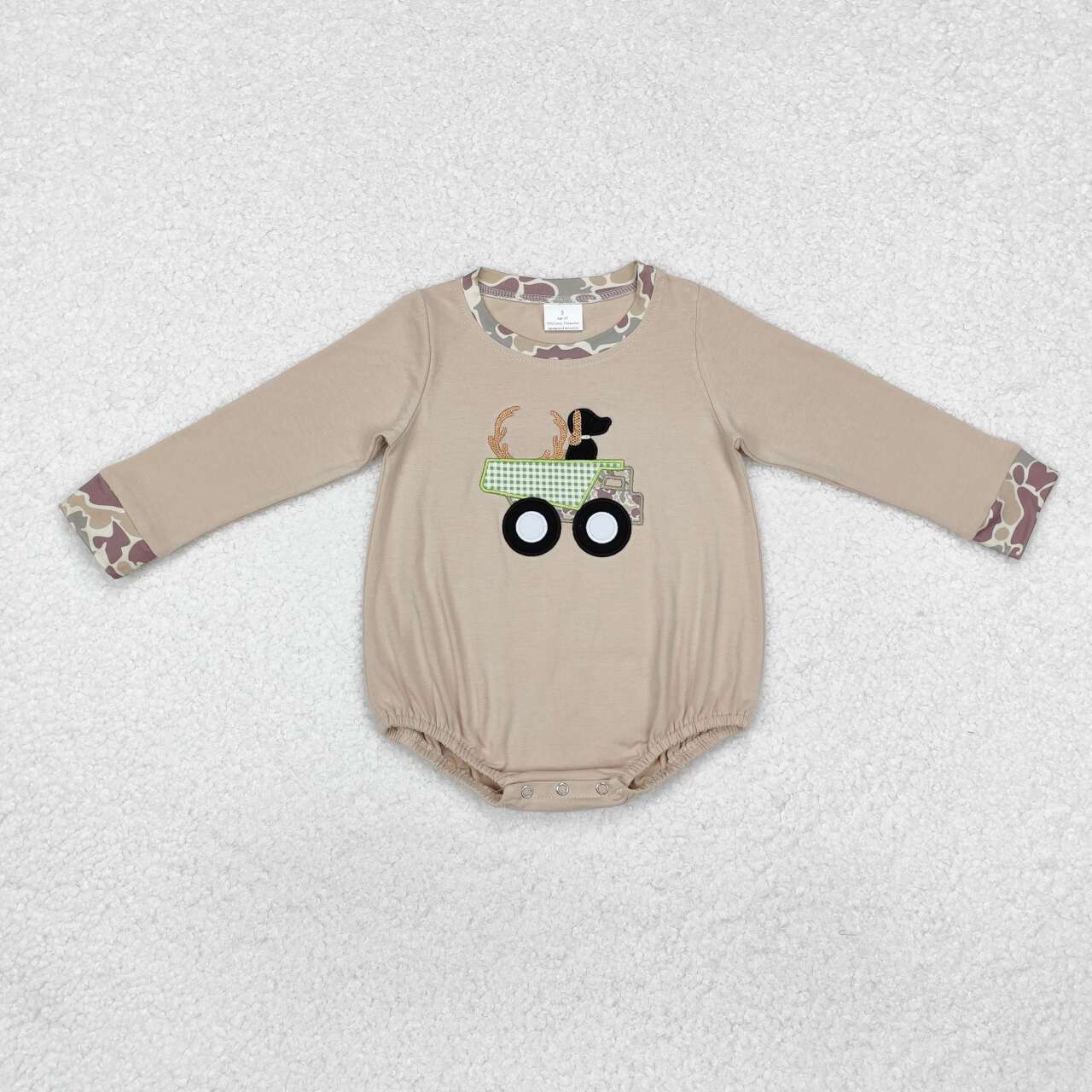 Dog embroidered cow long sleeves romper
