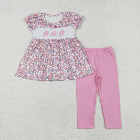 Pink floral Embroidery Baseball Girls Set