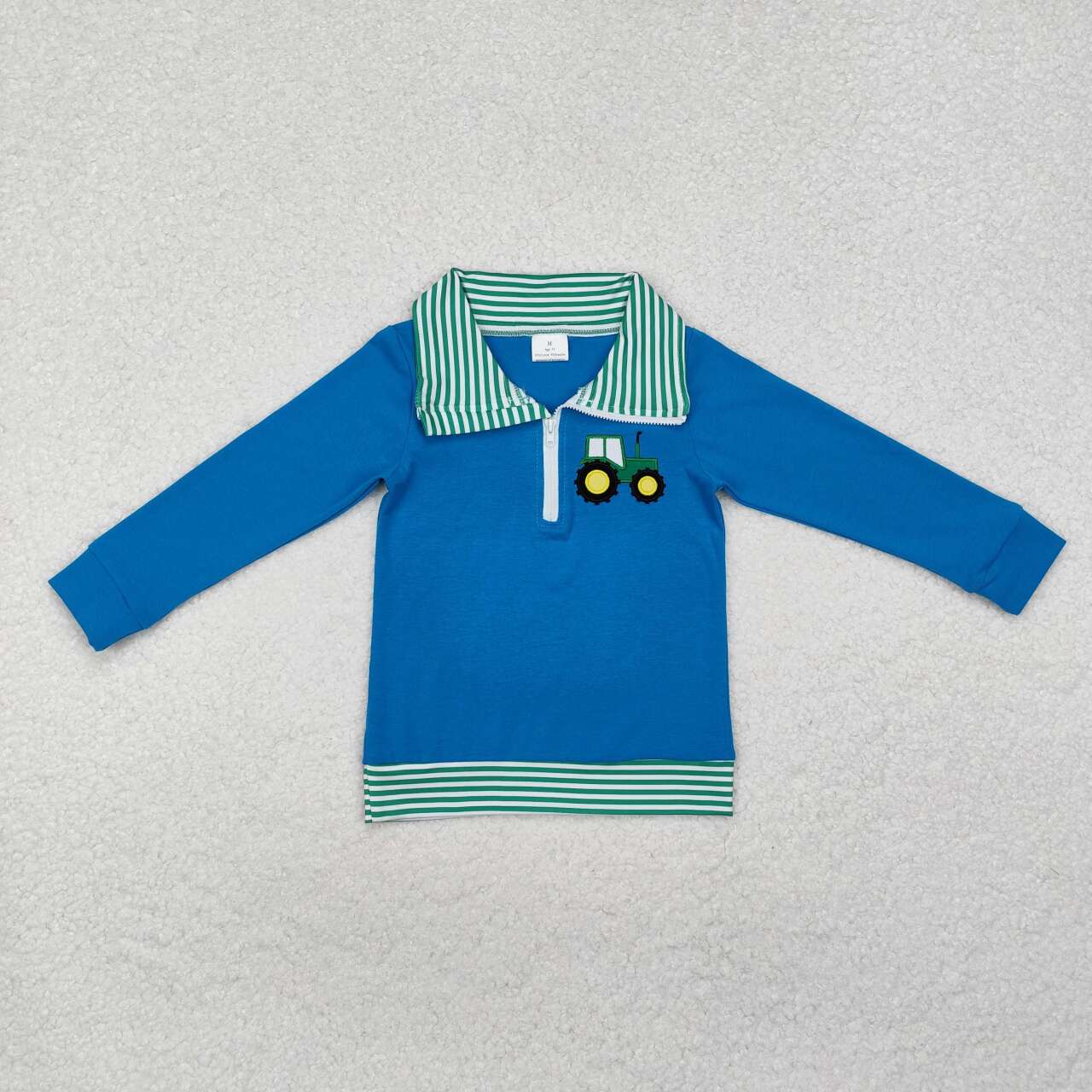 Blue Embroidery Car Long sleeve Shirt