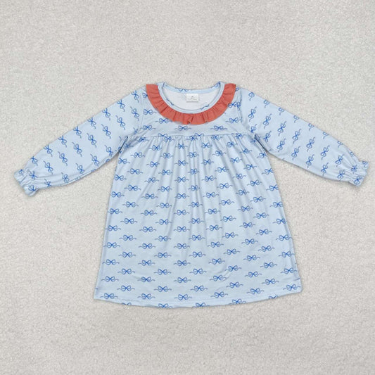 Blue Bow print Girls dress