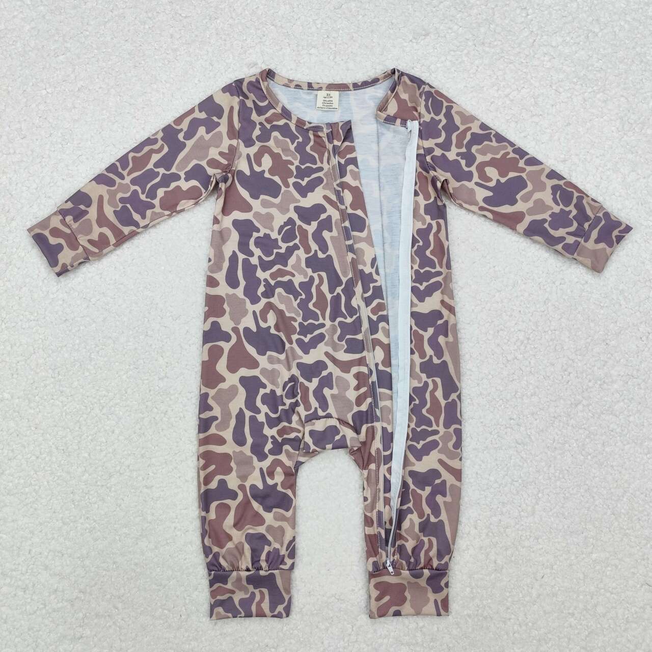 Camo print Long Sleeve romper ( material contains bamboo )