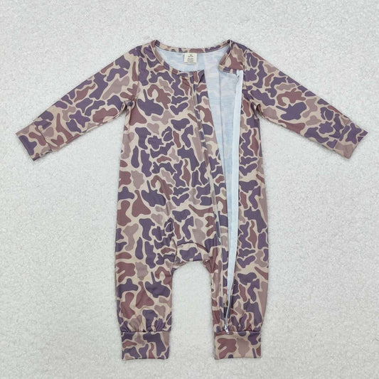 Camo print Long Sleeve romper ( material contains bamboo )