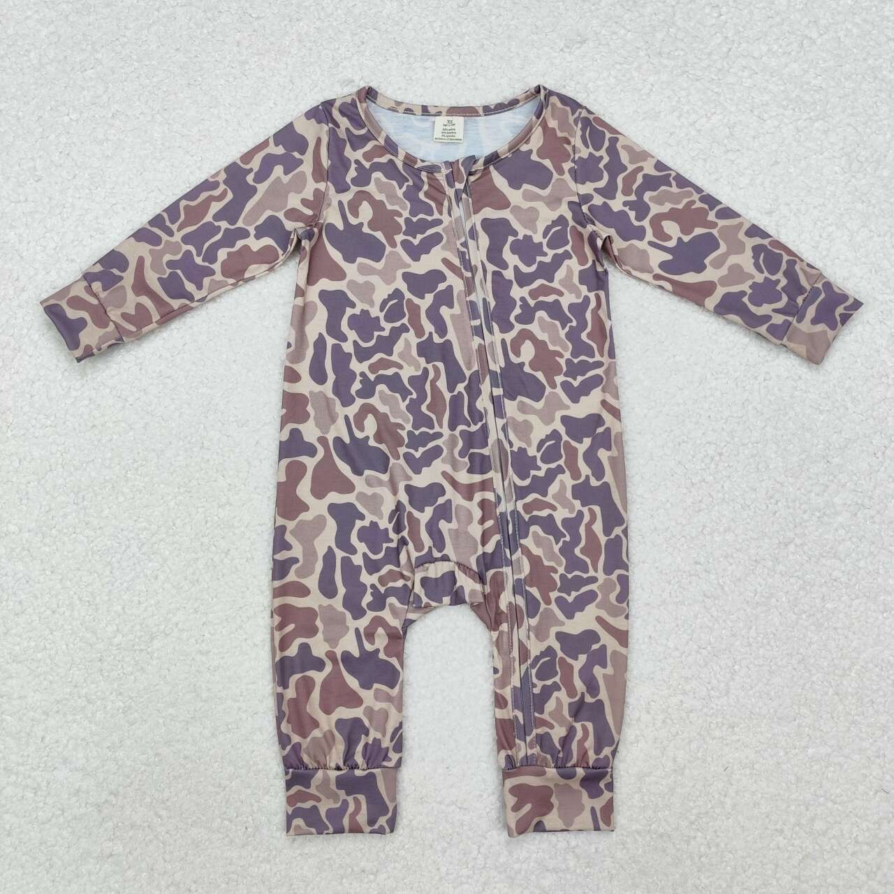 Camo print Long Sleeve romper ( material contains bamboo )