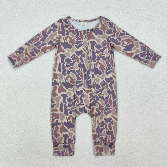 Camo print Long Sleeve romper ( material contains bamboo )
