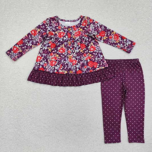 Fall floral Print Long Sleeve Girls Set