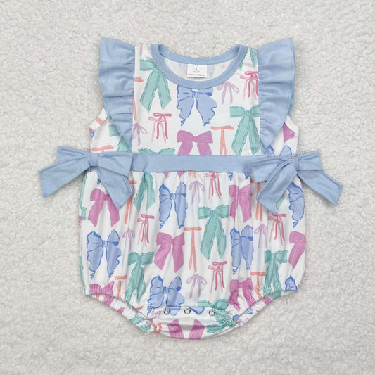 Blue bow print Baby Romper