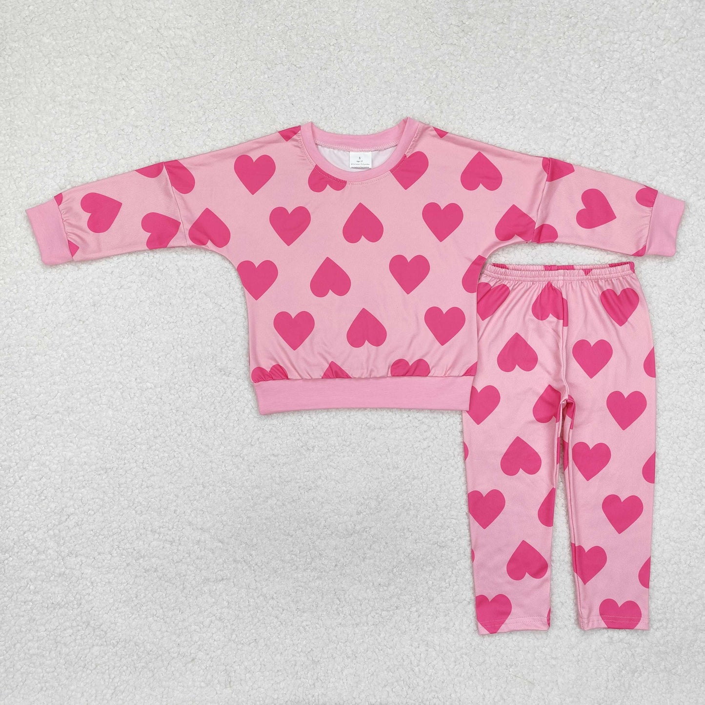 Valentine's Day pink hearts Long Sleeve Set
