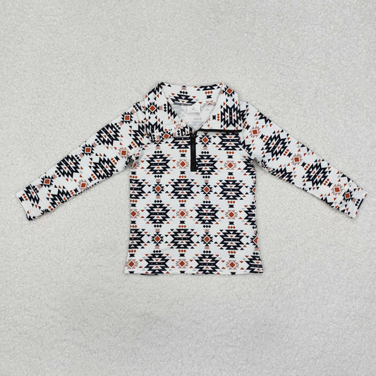 Western print Long Sleeve Pullover
